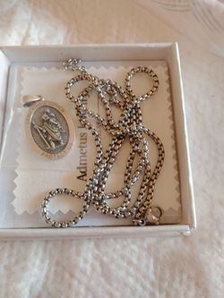Admetus Sterling Silver St. Christopher's medal and chain