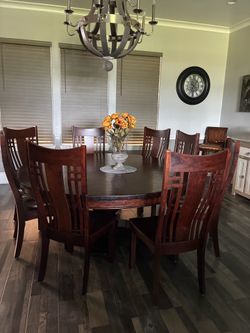 Wood Dining Table with 8 chairs