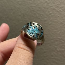 Silver turquoise ring size 11
