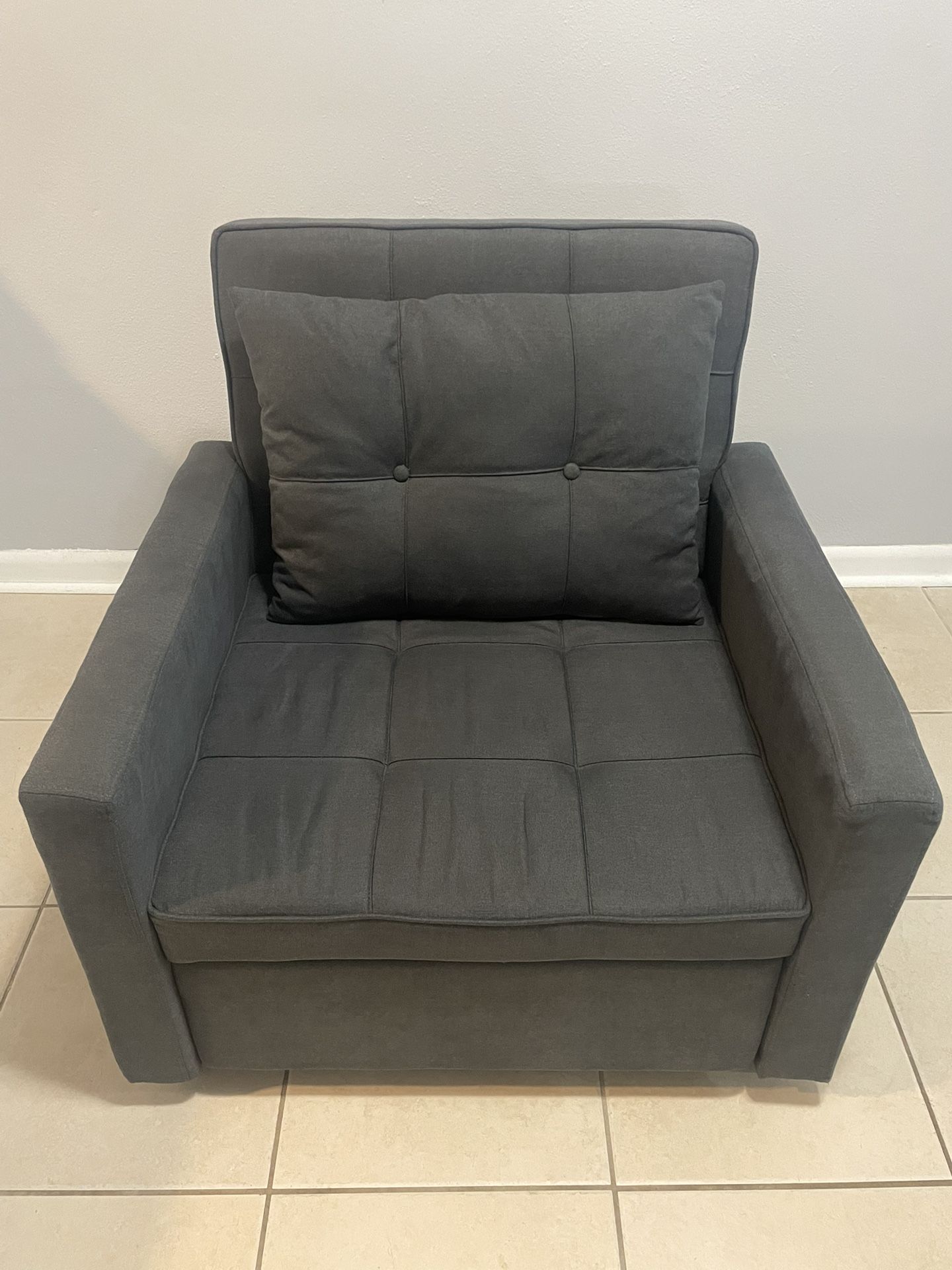 Sofa Bed Chair 3-in-1 Convertible, Lounger Sleeper, Single Recliner for Small Space with Adjustable Backrest (Dark Grey)