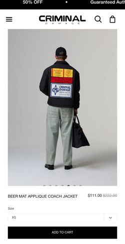 Criminal Damage Beer Mat Applique Coach Jacket
