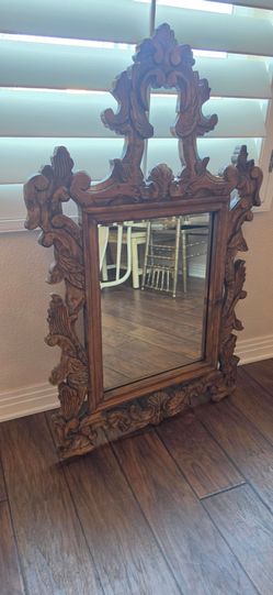 Ornate Carved Wood Wall Mirror