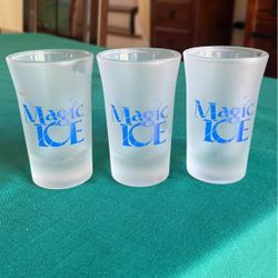 Magic ice collectible lot of three matching shot glasses
