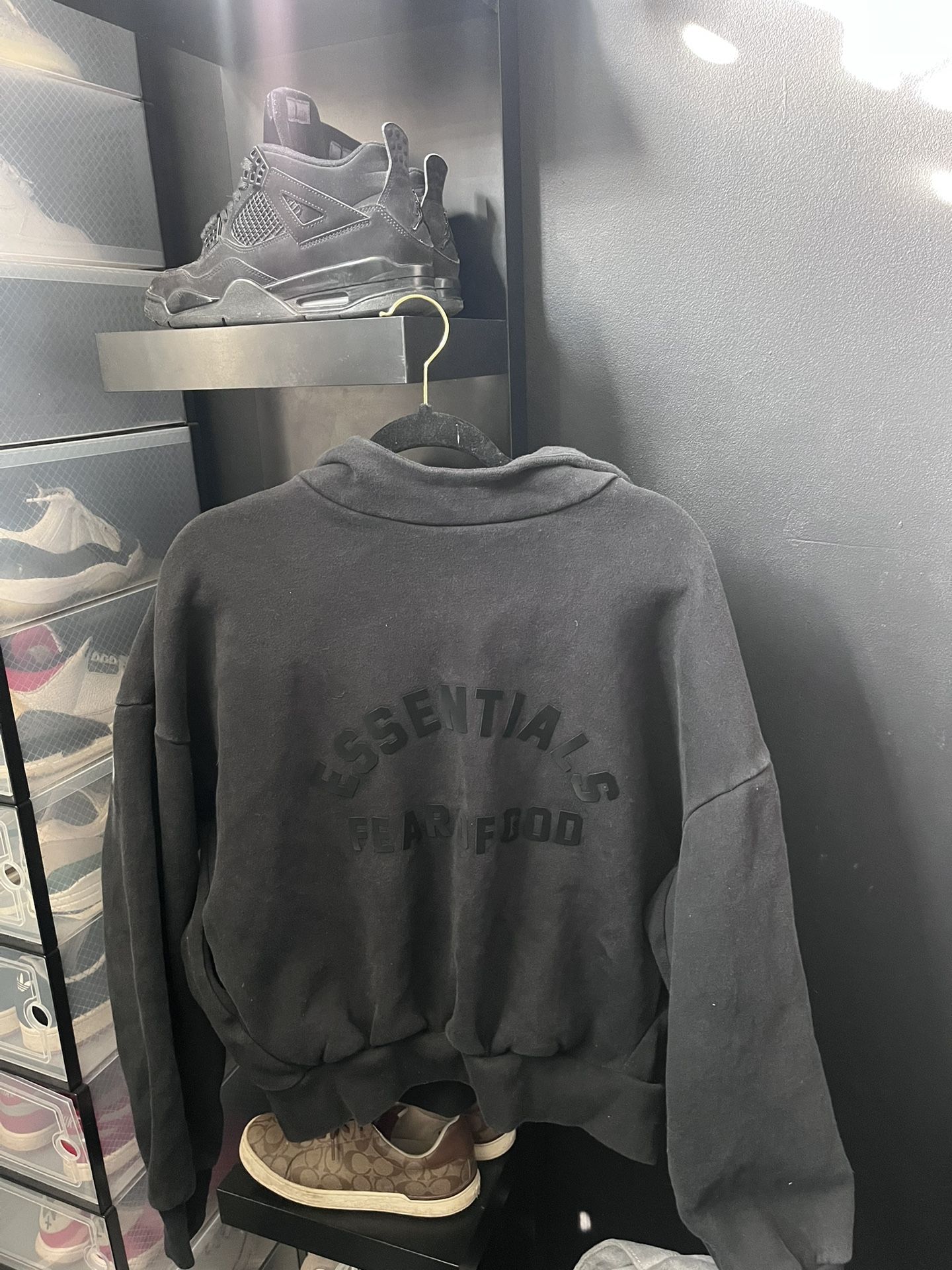 essentials hoodie, Black, Size S