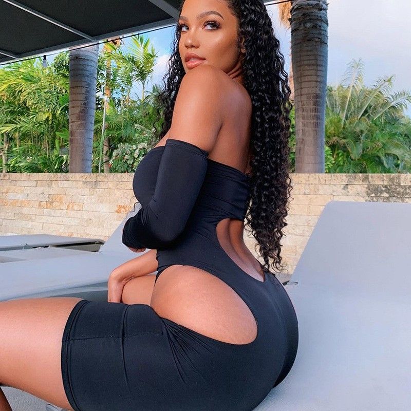 Solid One Shoulder Romper Body Suit