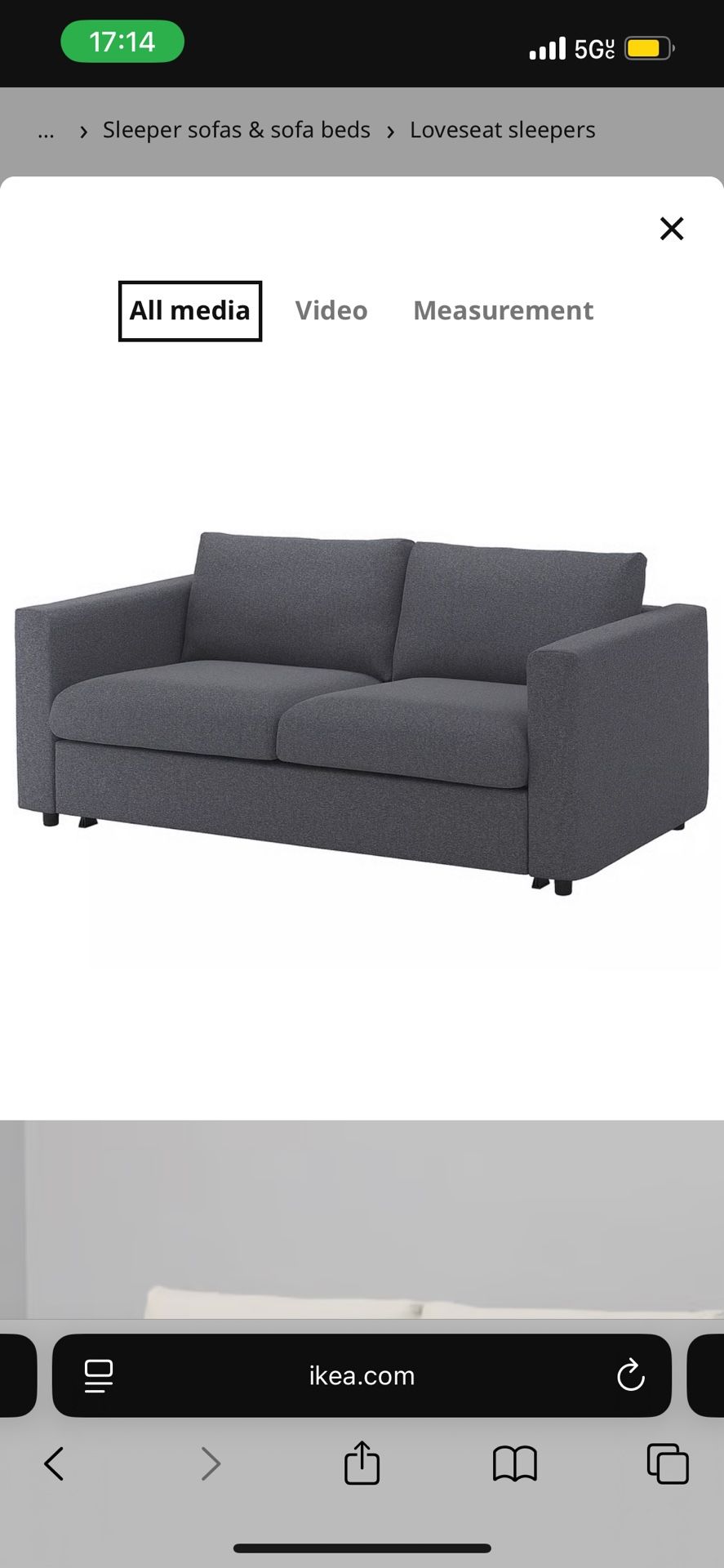 IKEA Finnala Sleeper Sofa, Gunnared Medium Gray