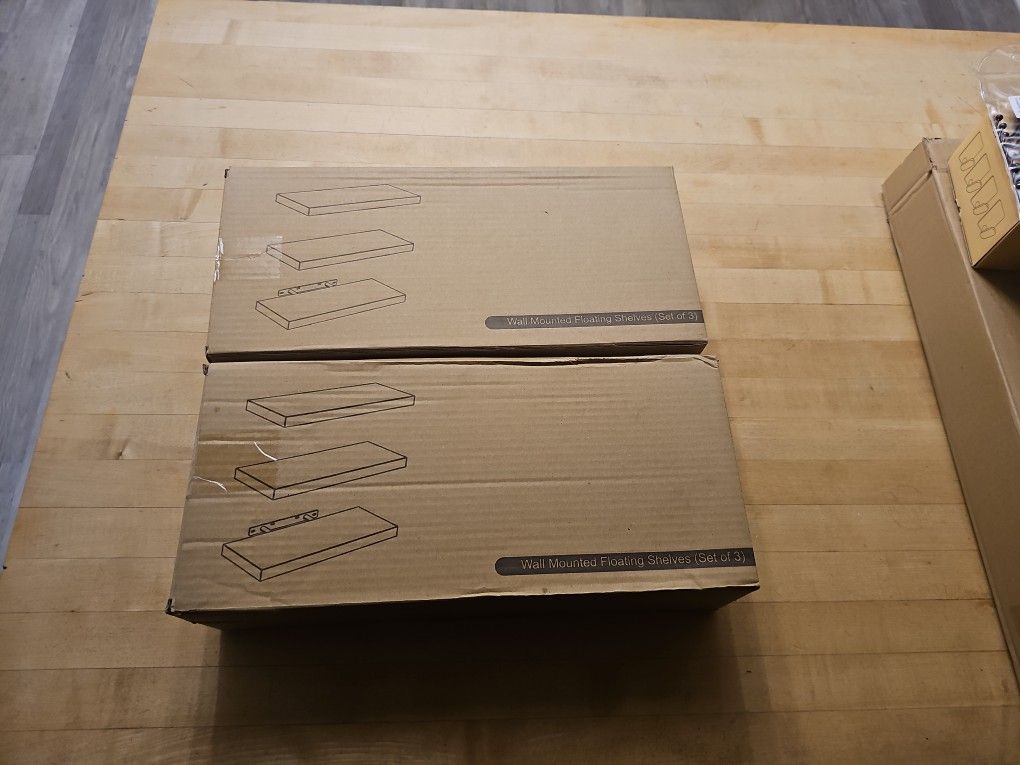2 Boxes New Floating Shelves Black Never Used 
