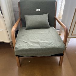 Hertford 26" Wide Mid Century Upholstered Solid Wood Accent Chair with an Extra Pillow