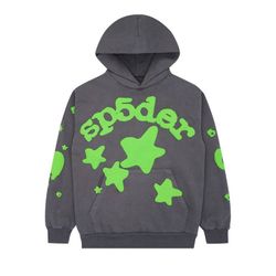 Cozy Gray Hoodie with Vibrant Green Accents