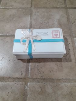 Vintage Ceramic Stationary Paper Holder With Paper
