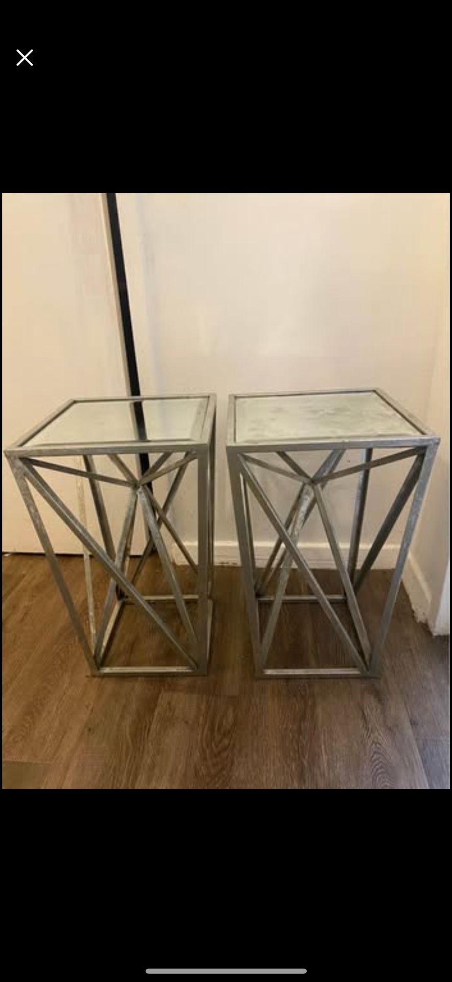 2x Mirrored Accent Side Tables