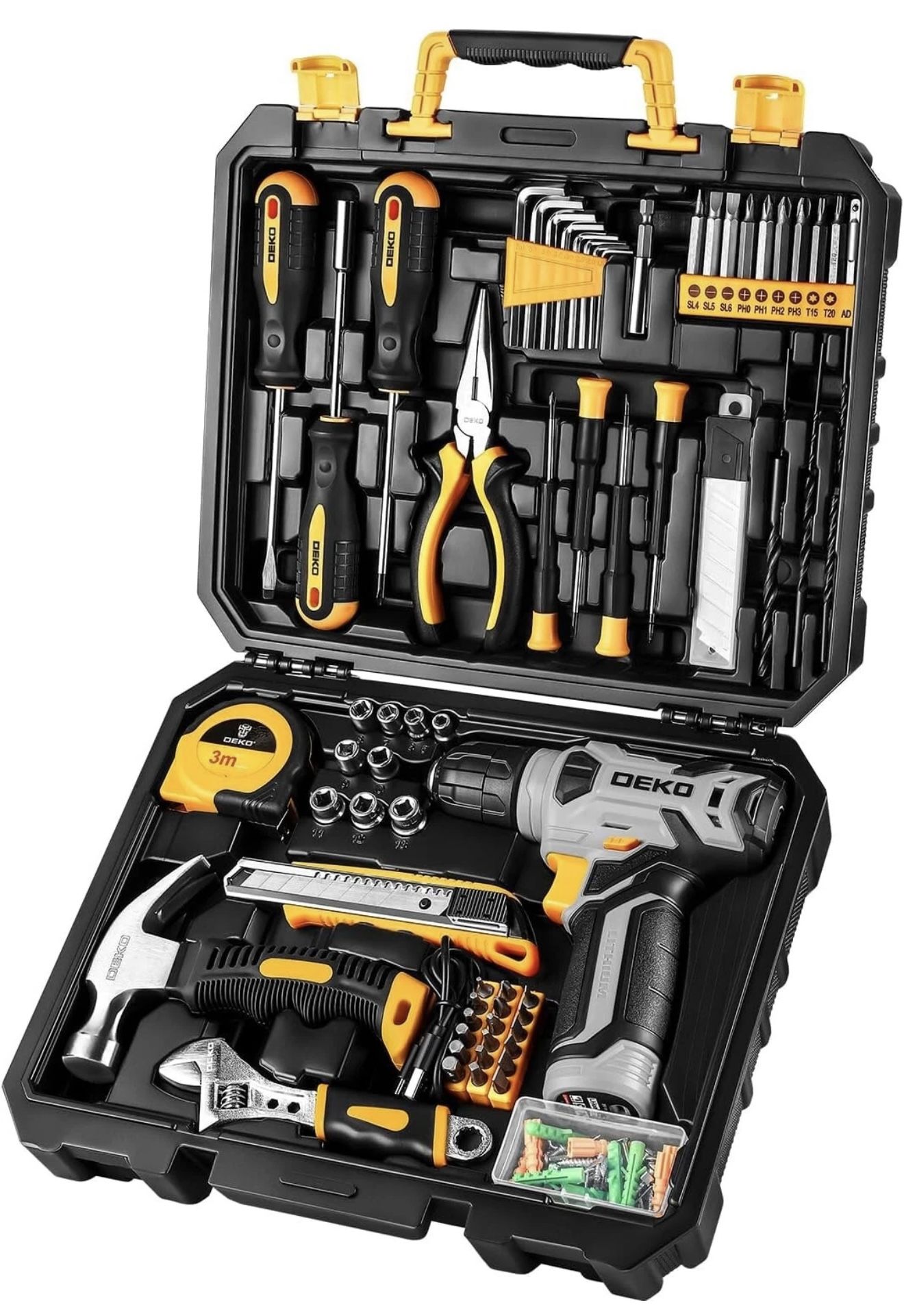 DEKO 126 Pcs Power Tool Combo Kits with 8V Cordless Drill, 10MM 3/8'' SOCKET New
