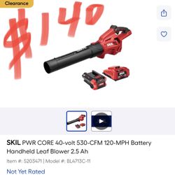 SKIL PWR CORE 40-volt 530-CFM 120-MPH Battery Handheld Leaf Blower 2.5 Ah