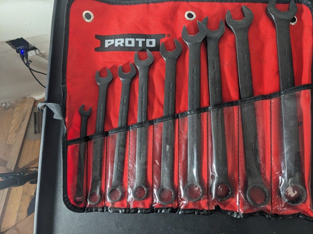 New Proto Combination Wrench Set SAE, 7PCs Black Oxide