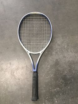 Tennis racket with cover and balls