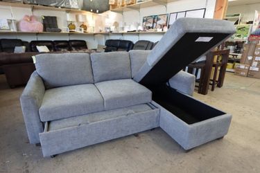 2pc Coddle Cameron Sofa Sleeper Pull Out Couch w/ Storage Chaise – Gray