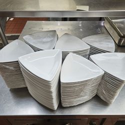 White Trigangle China Plates 