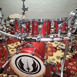7 piece Pearl Vision SST all maple in rare red sparkle.