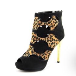 Black & Leopard Thalia Sodi, Zipper Back Enclosure, High Heal Shoes