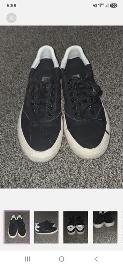 Adidas Womens Black Low-Top Suede Sneakers with White Trim