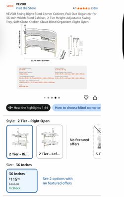 VEVOR Blind Corner Cabinet Pull-Out Organizer.