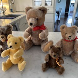 German Hermann Teddy Bears. Lot Of 5