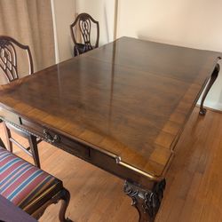 Solid Wood Dining Table, 8 Chairs, 8-12 Ft Expandable