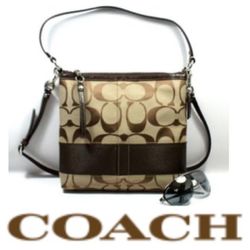 Coach Signature Stripe Convertible Shoulder Bag 13674