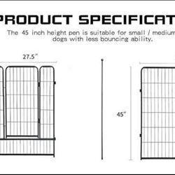 5 Inch Height in Heavy Duty, Folding Indoor Outdoor Anti-Rust Dog Exercise Fence, Portable Pet Playpen with Door for Large Medium Small Dogs and Pet (