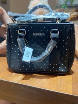 Bebe Black Studded Satchel Handbag