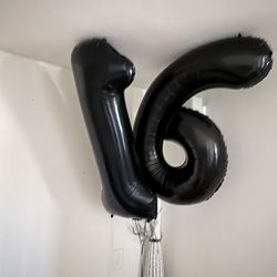 Birthday Balloons # 16 Black