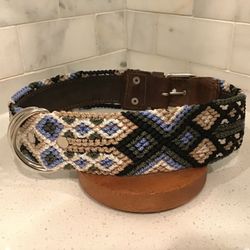 Handmade Dog Collar – 23.5” XL – Earth & Sky Diamond Weave