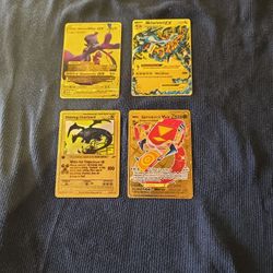 4 Gold Serious Pokemon Cards
