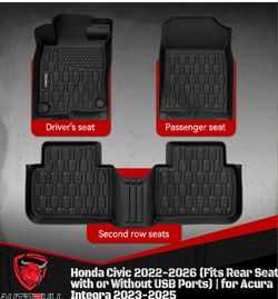 Floor Mats Compatible with Honda Civic 2022-2025 2026 . K237