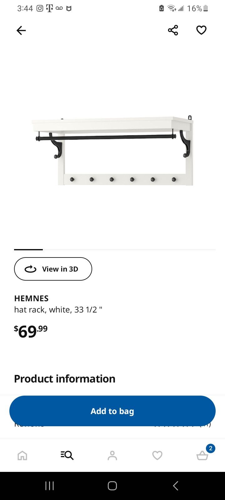 Hemnes outlet hat rack