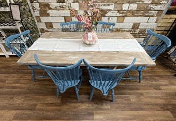 Custom finished Dining Set - Table with 6 Ethan Allen Chairs