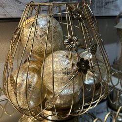 POTTERY BARN BRASS DECOR BASKET