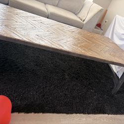 Solid Oak Iron Coffee Table