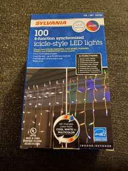 Sylvania 100 icicle style Led Christmas lights multi