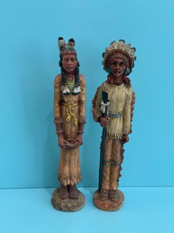 Vintage Navajo Native American Warrior and Wife Figurines