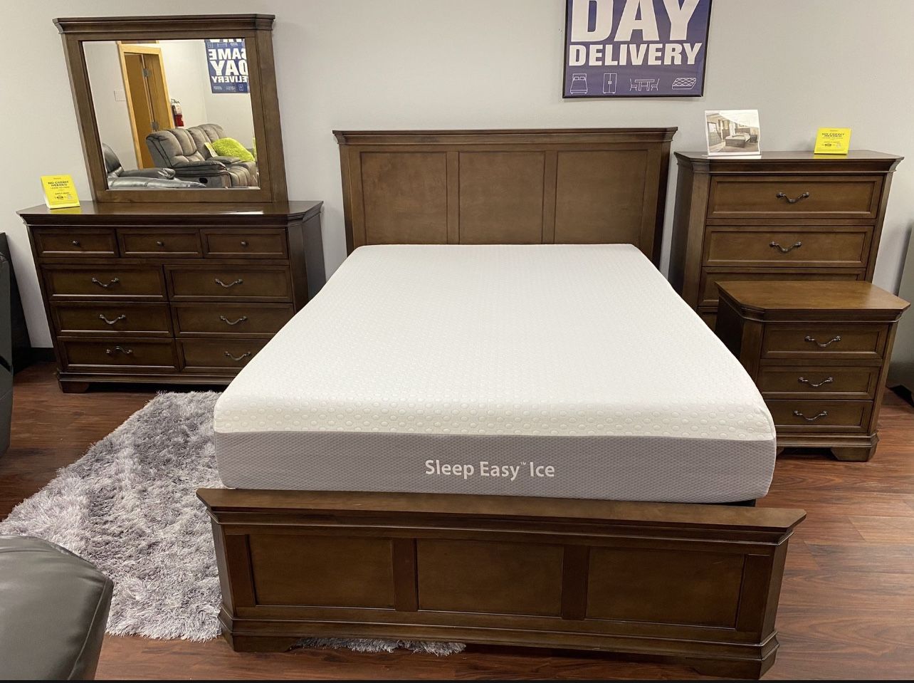 MODERN NEW SHERRY QUEEN BEDROOM SET ON SALE ONLY $899. KING SET $999 IN STOCK SAME DAY DELIVERY π EASY FINANCING