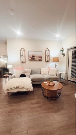 Light Blue Sectional Sofa with Chaise