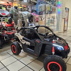 48v 48volt 48volt batteries canam carro de niño kid car maverick can-am 2 24v Remote control leather seats shocks soft tires screen for videos 4x4 led