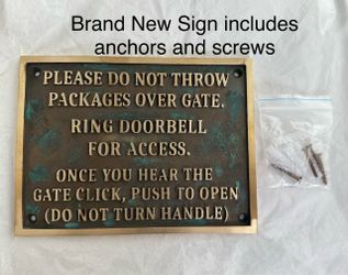 Ring Doorbell Access Heavy Brass Sign