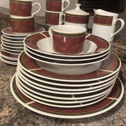   China Dish Set , By Sango Stoneware 8823 Ruby.