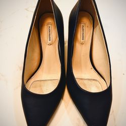 Alex Marie Black Leather Pumps Pointed Toe Heels Women's Size 6