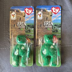 Rare TY Erin The Bear Beanie Baby X 2 