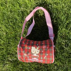 Y2K VINTAGE 2004 red hello kitty checkered mini duffel