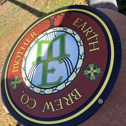 Mother Earth Brew Co. Round Metal Sign – Craft Beer Bar Decor – Man Cave Wall Art