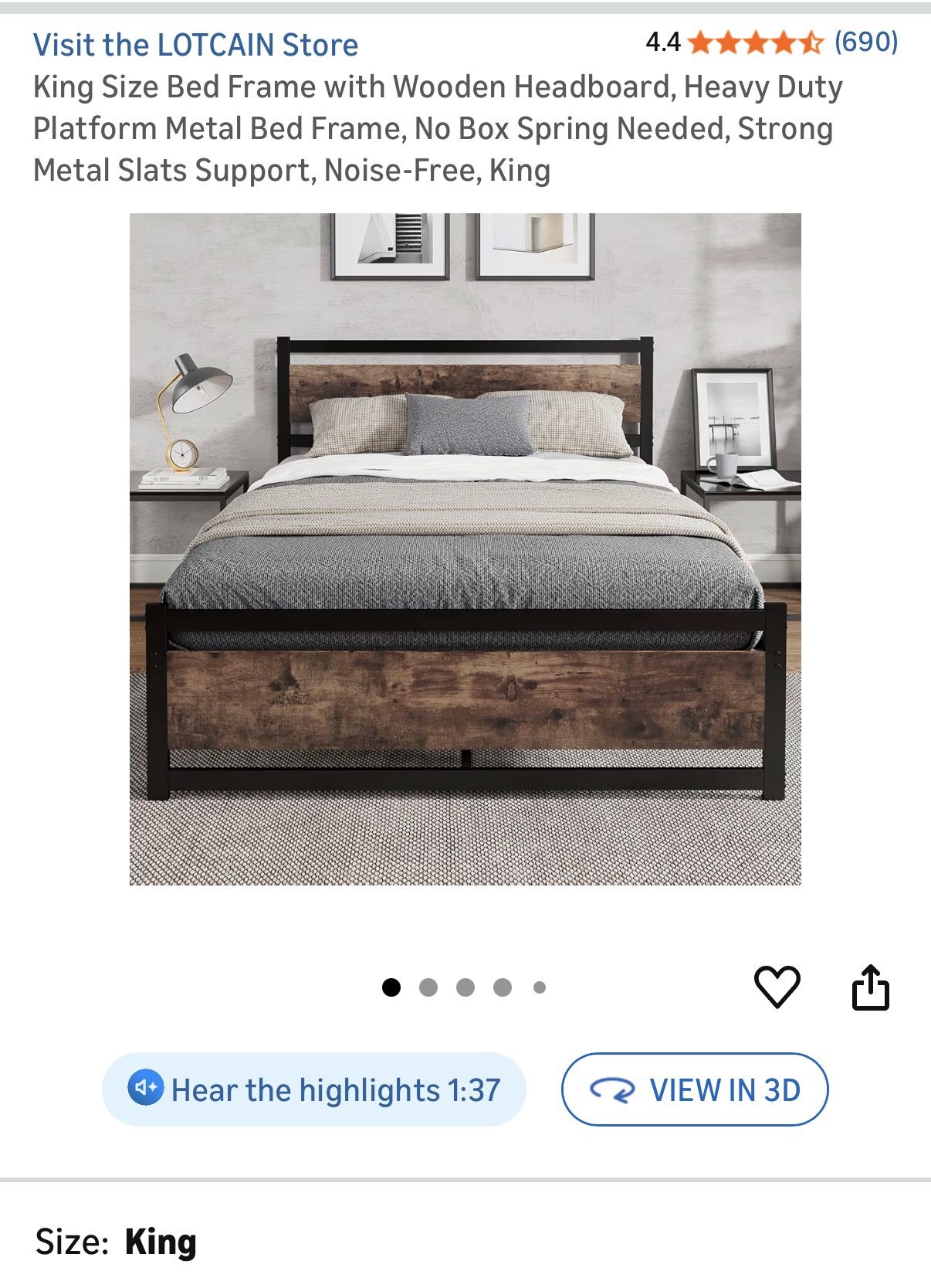 King Bedroom Set - Frame And NEW Nightstands
